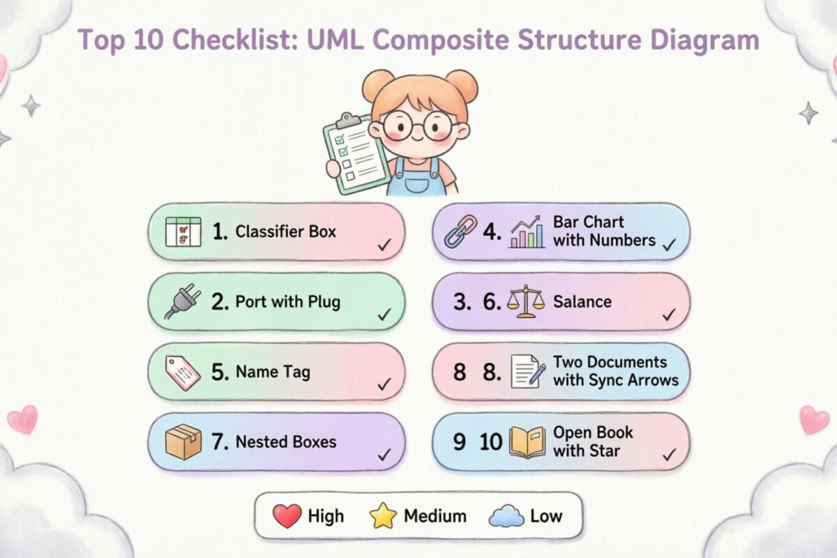 Los 10 elementos esenciales de la lista de verificación antes de finalizar su diagrama de estructura compuesta UML