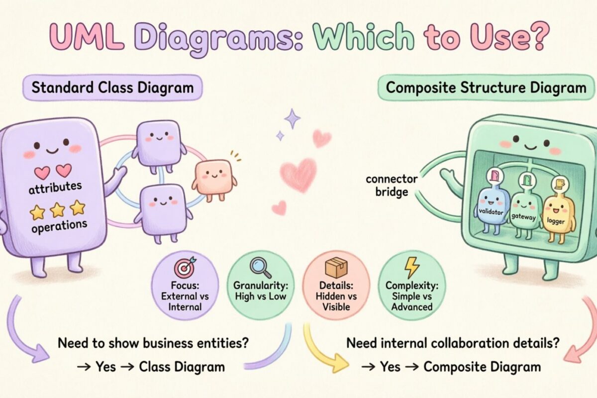 Kapan Menggunakan Diagram Struktur Komposit UML vs Diagram Kelas Standar
