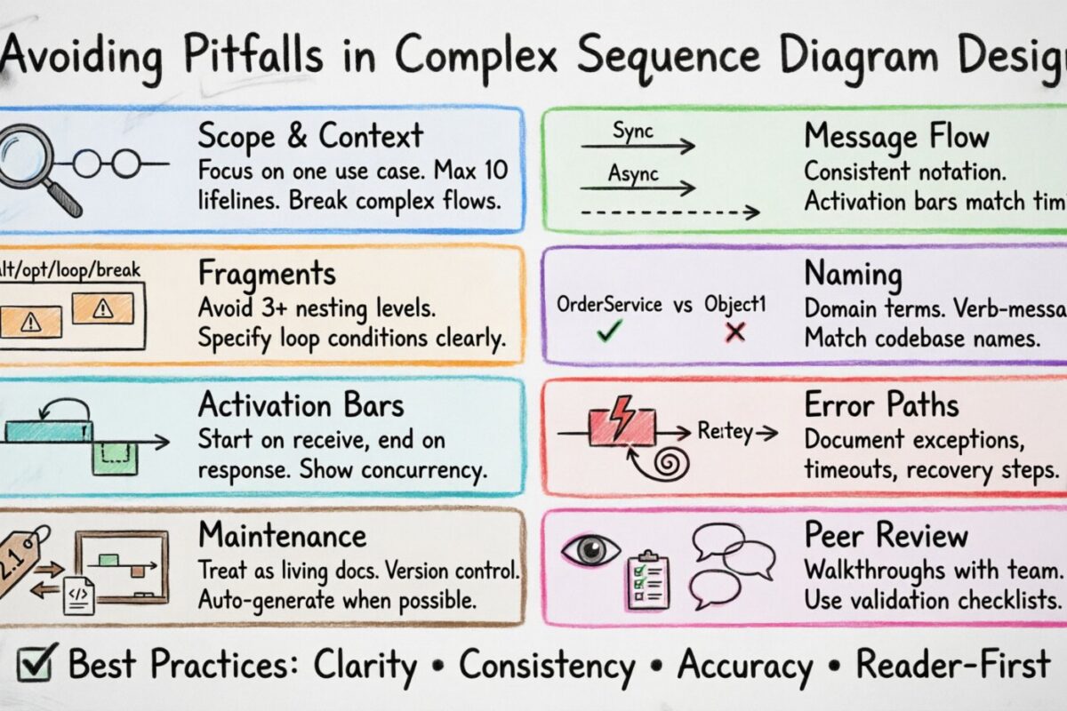 जटिल अनुक्रम आरेख डिजाइन में बाधाओं से बचना