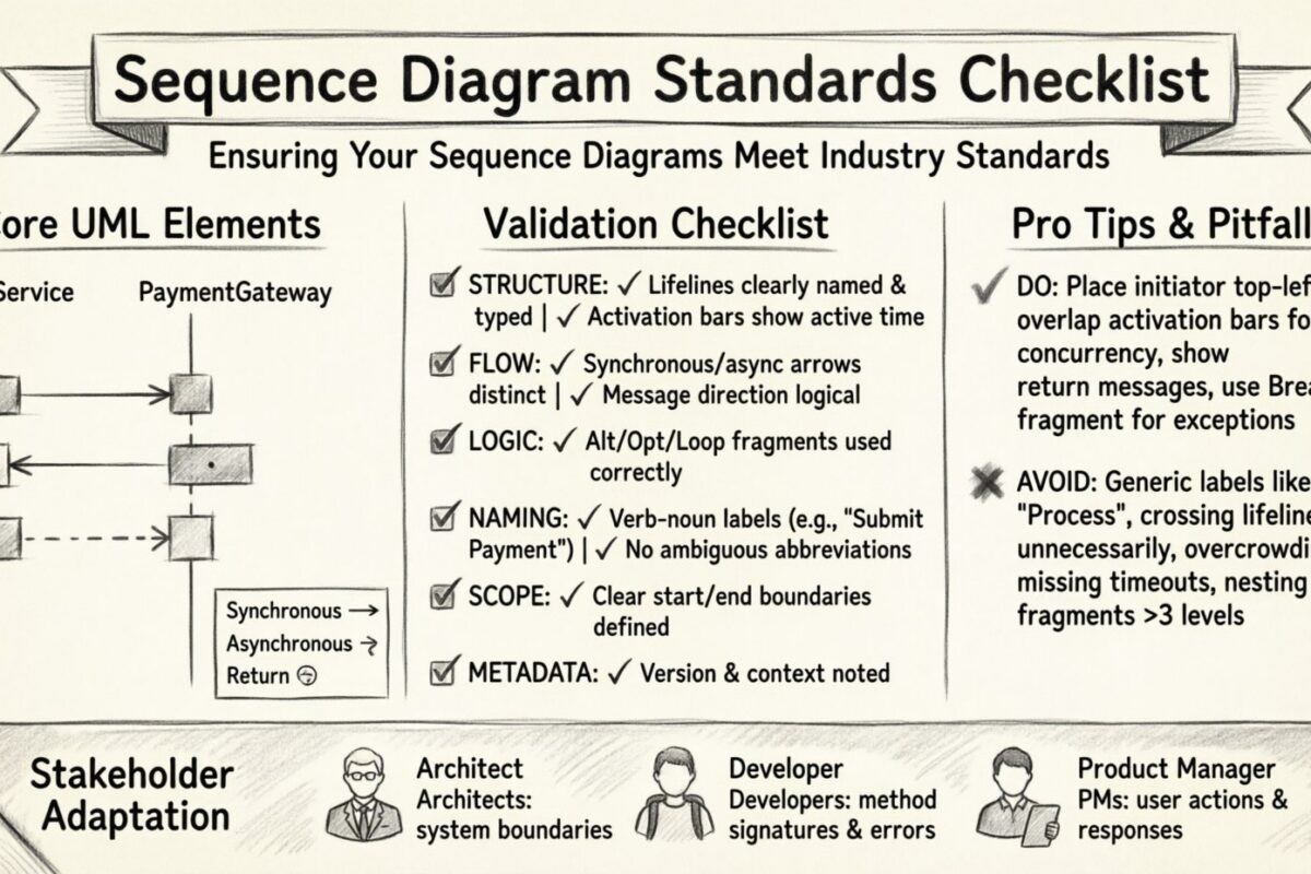 Checklist: Garantindo que seus diagramas de sequência atendam aos padrões da indústria