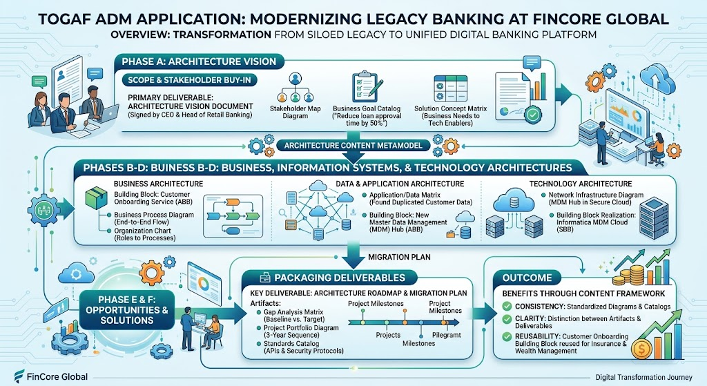 TOGAF ADM Application: Modernizing Lecacy Banking AT FinCore Globel by Visual Paradigm EA